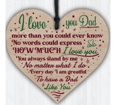 Wooden Gift Heart Plaque Craft Ornaments Fix Dad Design