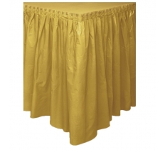 Gold Solid Plastic Table Skirt 29"X14Ft