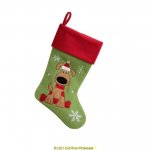 Deluxe Plush Plush Green Red Top Cute Dog Stocking 40cm X 25cm