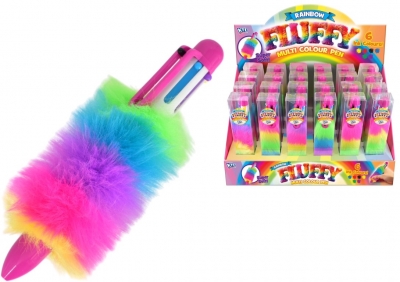 6 Multi Colour Fluffy Pens