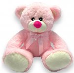 Pink Bear With Ribbon 11"