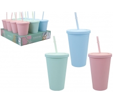 Soft Touch Drinking Cup With Straw 3 Assorted