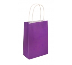 Purple Paper Party Bag With Handles 14cm X 21 cm X 7cm
