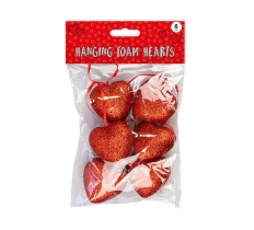 Valentines Day Hanging Foam Hearts 6 Pack