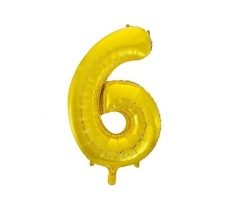 34" Classic Gold Number 6 Foil Balloon ( 1 )