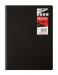 Silvine Twin Wire A4 Art Sketchbook Pad Black Cover 100 Page