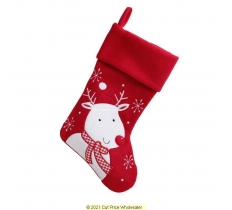 Deluxe Plush Red Modern Reindeer Stocking 40cm X 25cm