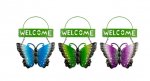 Glitter Butterfly Metal Welcome Sign