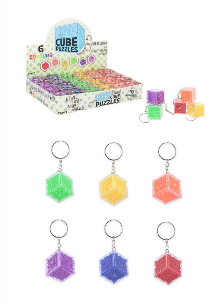 3D Puzzle Cube Keychains (2.8cm) 6 Assorted Colours - Click Image to Close