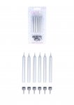 Silver Party Candles with 6 Holders (7.8cm) 6-Pack