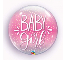 Qualatex 22" Confetti Dots Baby Girl Pink Bubble Balloon