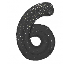 34" GLITZ 6 Black Printed Prism Foil Balloon Numeral
