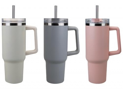 Double Wall Drinking Cup With Stainless Steel Straw 40oz