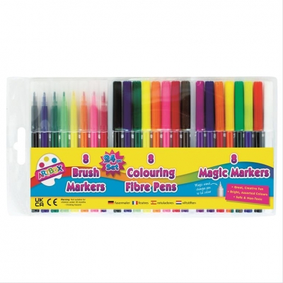 Tallon 24Pc Pen Set 8 Fibre/8 Brush /8 Magic