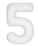 35" Unique Matte White Number 5 Foil Balloon