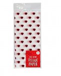 Valentines Day Foil Heart Tissue Paper 3 Sheet