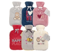 Hot Water Bottle Plush Applique/sherpa Back 2l