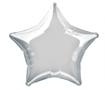 Solid Star Foil Balloon 20" Silver