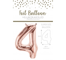 25" Number 4 Rose Gold Foil Balloon