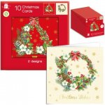 Christmas Square Tree and Wreath Card Pack Of 10