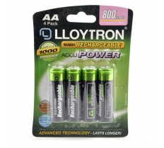 Lloytron Aa 800Mah Nimh Rechargable Batteries 4 Pack