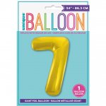 Gold Number 7 Shaped Foil Balloon 34"