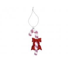 HAND PAINTED PINK CANDY CANE HANGING DECORATION