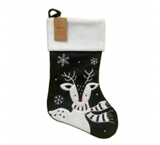 Modern Reindeer Black & White Christmas Stocking 40x25cm