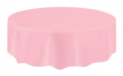 Lovely Pink Solid Round Plastic Table Cover 84"