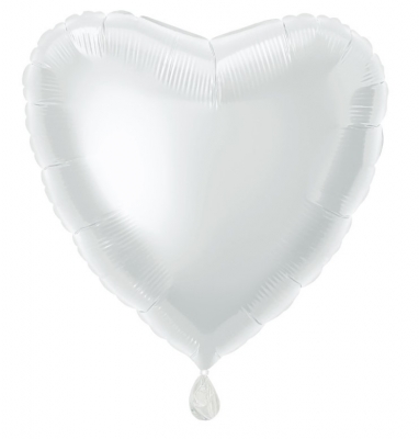 Solid Heart Foil Balloon 18" White