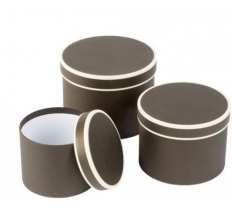 Round Hat Boxes Set Of 3 Black/Cream