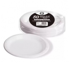 50Pc Reusable Deluxe 10.25inches Round Plastic Plate