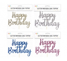 Glitter Happy Birthday Cake Topper