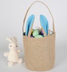 Easter Jute Bucket With Blue Ears 22 X 20cm