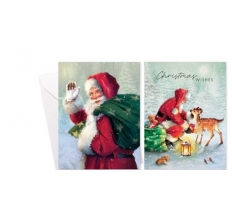 Santa Rectangle Christmas Cards 8 Pack