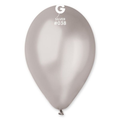 Gemar 13" Pack 50 Latex Balloons Metallic Silver #038