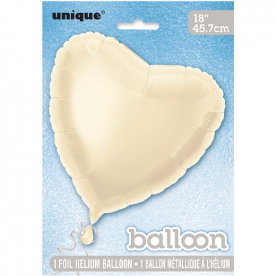 Solid Heart Foil Balloon 18" White