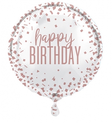 18" Confetti Rose Gold Birthday Foil Balloon Round