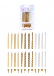 Gold Party Candles with 12 Holders 6cm 24 Pack