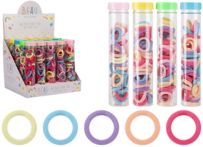 Beau Hair Ties With Storage Tube Pack Of 40