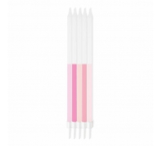 Pink Mix Skinny Candles 16cm 10 Pack