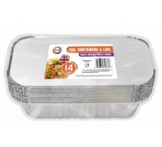 Foil Containers & Lids Approx 200mm x 110mm x 50mm 14pc