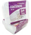 Plastic Containers 1250cc Micro (Rect) 3PACK