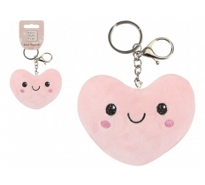 Ultra Soft Pink Heart Shaped Pom Pom Keychain