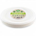 Plates Bagasse White 18cm 20 Pack