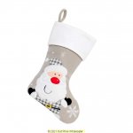 Deluxe Plush Silver White Top Santa Stocking 40cm X 25cm