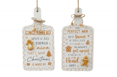 Christmas Gingerbread Hang Plaque 15x30cm
