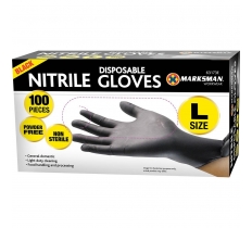 Black Nitrile Gloves Powder Free - Large 100 pack