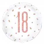 Birthday Rose Gold Glitz Number 18 Round Foil Balloon 18"