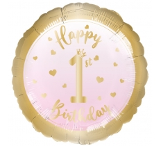 1st Birthday Girl Standard Foil Balloons